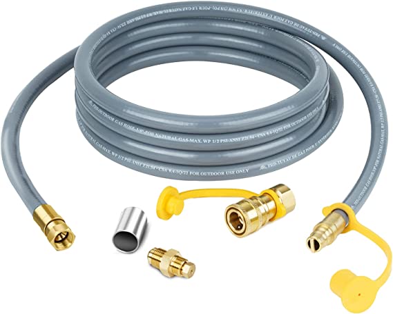 Skyflame 1/2" ID Natural Gas Conversion Hose Kit (12FT) with Quick Connect/Disconnect Fittings for BBQ, Grill, Fire Pit, Pizza Oven, Patio Heater and More NG Appliance, 50K BTU, CSA Certified