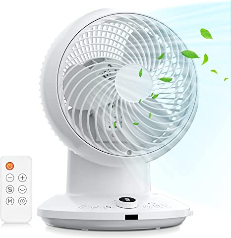 Air Circulator Fan with 4 Speeds, 3 Modes, Powerful Cooling Turbo Fan With Remote Control, Dual Operation, Timer, Preset, 360°Oscillating Quiet Desktop Fan for Home and Office, Motorhome