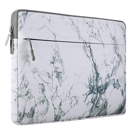 Mosiso 2017 / 2016 MacBook Pro 13 Inch Sleeve (A1706 / A1708) / Microsoft New Surface Pro 2017 / Surface Pro 4 / 3 Canvas Fabric Laptop Bag Case Cover, White Marble Pattern