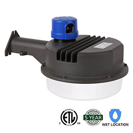 Hykolity 70w led outdoor security area light commercial grade street area warehouse barn light [175w mh equivalent] 9800lm 5000k dark bronze dusk to dawn photocell etl listed & dlc qualified