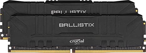 Crucial Ballistix Gaming Memory, 2x16GB (32GB Kit) DDR4 3600MT/s CL16 Unbuffered DIMM 288pin Black, (PC4-19200), DDR4, BL2K16G36C16U4B