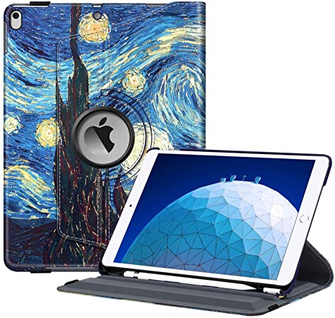 Fintie Rotating Case for iPad Air (3rd Gen) 10.5" 2019 / iPad Pro 10.5" 2017-360 Degree Rotating Stand Protective Cover with Built-in Pencil Holder, Auto Sleep/Wake (Starry Night)