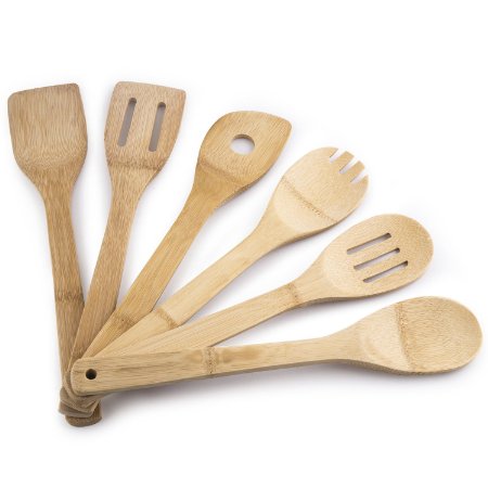 MEGALOWMART® 6 Piece Bamboo Kitchen Tools Utensil Set