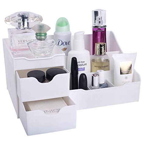 Mantello Makeup Organizer Vanity Organizer with Drawers, White