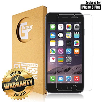 G-Armor iPhone 6 Plus Tempered Glass Screen Protector - Ultra Clear Scratch Proof Protective Screen Cover