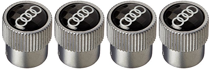 New Audi Carbon Fiber Valve Stem Caps with Audi Rings Logo Set of 4