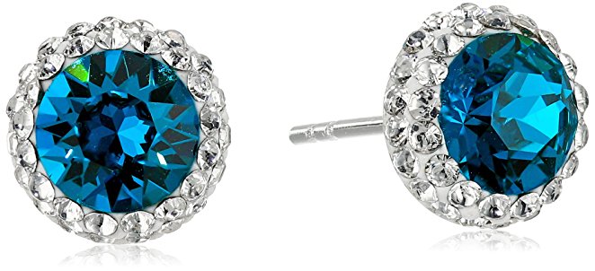 Sterling Silver Swarovski Crystal Halo Stud Earrings