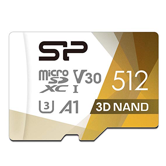 Silicon Power 512GB R/W up to 100/ 80MB/s Superior Pro microSDXC UHS-I (U3), V30 4K A1, High Speed MicroSD Card with Adapter