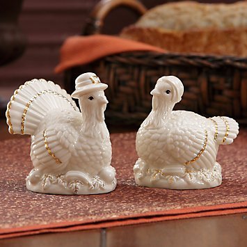 Lenox Mr and Mrs Turkey Fine Porcelain Salt and Pepper Shaker Set 816856 2.5" Tall Ivory