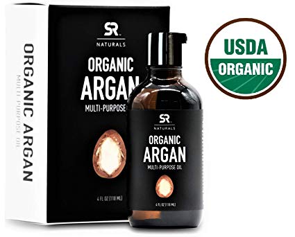 Organic Argan Oil by SR Naturals ~ 100% Pure Multi-Purpose Oil ~ USDA Certified Organic,100% Pure, Cold Pressed (4oz)