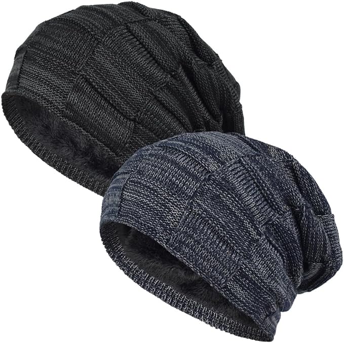 EINSKEY Fleece Lined Winter Beanie Hat - 2 Packs
