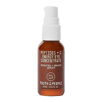 Youth To The People Peptides   C Energy Eye Concentrate - Depuffing   Dark Circle Under Eye Serum with Caffeine, Vitamin C   Visibly Brightening Optical Diffusers (15 ml)