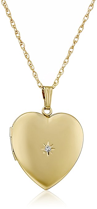 14k Yellow Gold-Filled Diamond-Accent Heart Locket Necklace, 20"