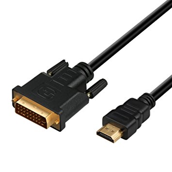 HDMI to DVI Cable, TechRise 2-Meter Glod-Plated High Speed Bi-Directional HDMI HDTV to DVI Cable Converter Adapter - Male to Male