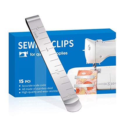 Sewing Clips Set of 15 Stainless Steel Hemming Clips 3 Inches Measurement Ruler Quilting Supplies for Wonder Clips, Pinning and Marking Accessories