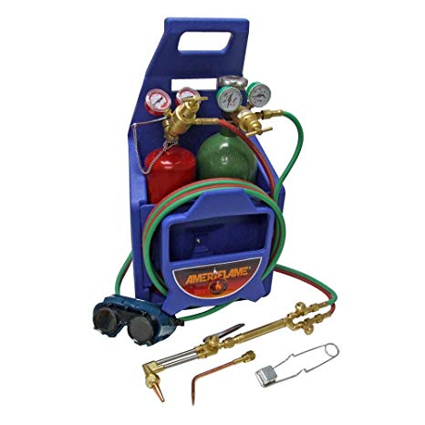 Ameriflame TI350T Medium/Heavy Duty Portable Welding/Cutting/Brazing Outfit with Plastic Carrying Stand Plus Oxygen and Acetylene Tanks
