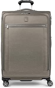 Travelpro Platinum Elite Softside Expandable Checked Luggage, 8 Wheel Spinner Large Suitcase, TSA Lock, Men and Women, Metallic Sand, Checked Large 29-Inch