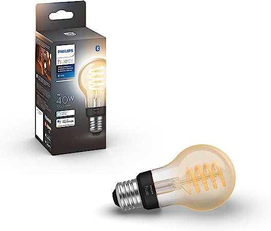 Philips Hue White Ambiance Dimmable Smart Filament A19, Warm-White to Cool-White LED Vintage Edison Bulb, Bluetooth & Hub Compatible (Hue Hub Optional), Voice Activated with Alexa