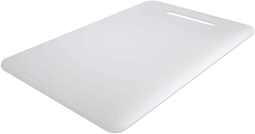 Plastic Utility Cutting Board with Handles, Food Safe PP Material, Zeffy BPA Free, Dishwasher Safe, Thick Chopping Board, Large Size (15.5 x 10), Easy Grip Handle, for Kitchen (White)