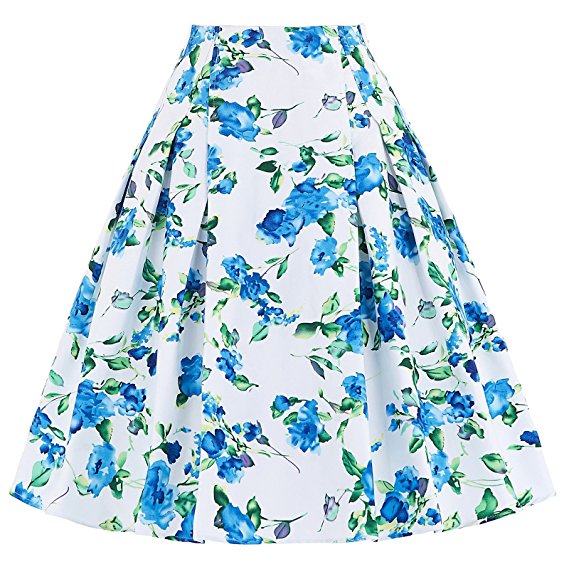 Paul Jones®Dress Grace Karin Women Vintage Pleated A Line Flare Skirt with Pockets CL8925