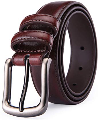 Mens Belt, Autolock Genuine Leather Dress Belt Classic Casual 1 1/4" Wide Belt With Single Prong Buckle