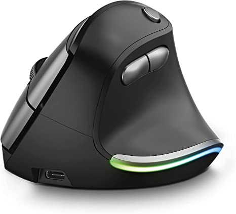 Trust Bayo Souris Ergonomique Rechargeable sans Fil, 800-2400 DPI, RF 2.4GHz, 6 Boutons, Récepteur USB, Portée de 10 m, RGB, pour PC/Portable/Mac - Noir