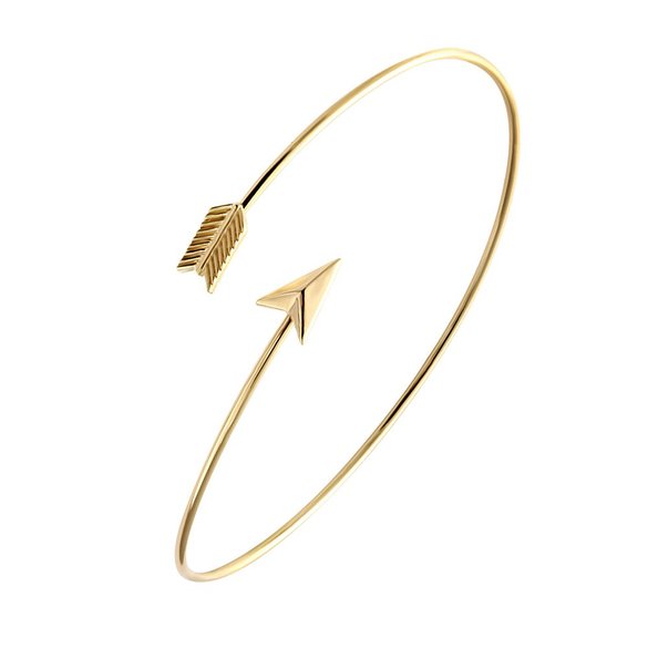 SENFAI Gold and Silver Adjustable Arrow Bangle Bracelets Wire Bracelet Bangles Simple Wrapped Bangles Women Bangles
