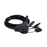 Syba SY-KVM20051 USB Interface 2x Ports Cable KVM Switch Compact Design Video up to 2048x1536 Pixels with Wired Remote Switch
