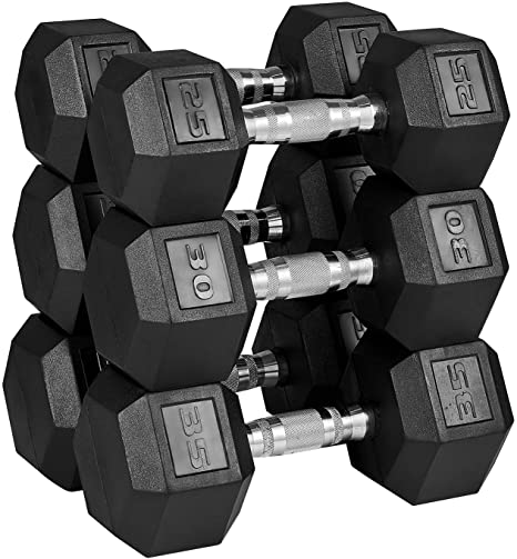 papababe Dumbbell Set Rubber Encased Hex Dumbbell Free Weights Dumbbells Set Home Weight Set