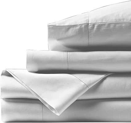 The Bishop Cotton Twin Size Bed Sheets, 800 Thread Count Soft 100% Egyptian Cotton Cool, Breathable Bed Set, 4 Pieces Italian Finish Premium Long Staple Fits 16 Inch Deep Pocket (White)