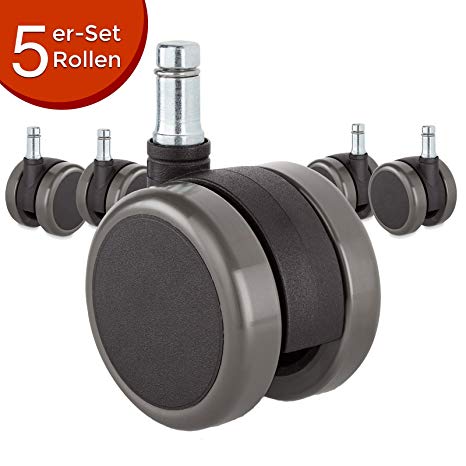 Hard Floor Casters suitable for Herman Miller Aeron Chair – set of 5 ultra-silent spare casters for hard floors