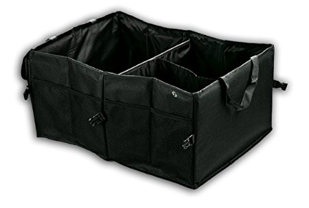 Zone Tech Multipurpose Cargo Trunk Storage Bag - Premium Quality Black Universal Foldable Leak Proof Traveling Portable Car Trash Can