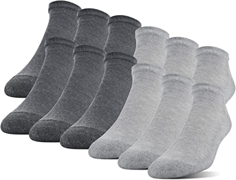 Gildan Men's Polyester Half Cushion No Show Socks, 12-pack