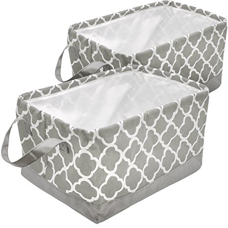 Sorbus Storage Basket Bin Set, Collapsible Rectangular Fabric Storage Organizer Basket with Drawstring Closure & Carry Handles for Laundry, Toys, Clothes, and more, 2-Pack (Gray Pattern)