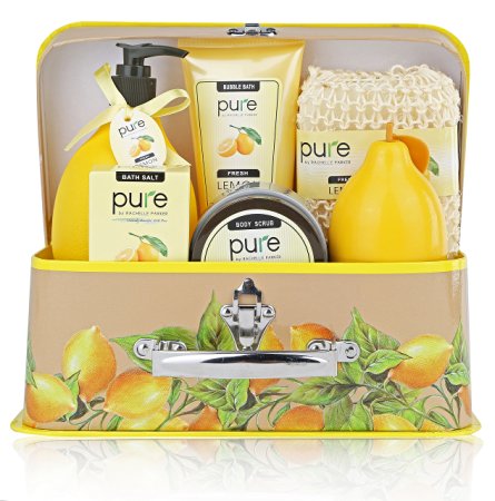 One Day Sale!!! Spa in a Basket - Best Gift Set for Women (Zesty Lemon) Bath & Body Luxury Spa Kit -