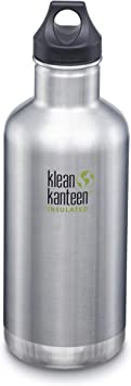 Klean Kanteen Classic Stainless Steel Double Wall Insulated Water Bottle with Loop Cap, 32-Ounce, Brushed Stainless - 32oz (1003112)