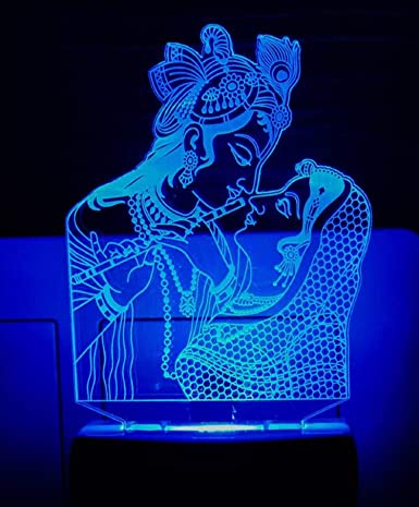 Acrylic God/Lord Baby Krishana Magic Night Lamp 3D Beautiful Illumination Automatic on/Off Smart Sensor for Bedroom with 7 Color LED Changing Light Night Lamp��(12 cm, White) (32)