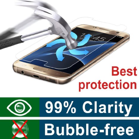 Galaxy S7 Ultra Tempered Glass Anti-Scratch Shield Max Clarity Touch Accuracy Screen Protector by Motoraux. (s7-screen-protec)