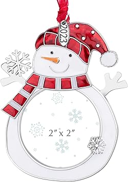 GUOER 2023 Christmas Tree Ornaments Holiday Keepsake Gift Home Decor Christmas Decorations Xmas Gifts Pendant with 2” Photo Frame Insert (2023 Snowman)