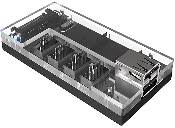 Micro Connectors S08-303-IA - Acrylic Internal USB 2.0 Hub with Magnetic Base - 5 USB 2.0 Ports Expansion