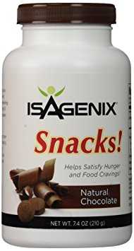 Isagenix Snacks Natural Chocolate Nt. Wt. 7.4 Oz (210 g) 60 chewable wafers,  30 Servings/Bottle