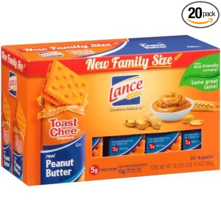 Lance Toast Chee Real Peanut Butter Sandwich Crackers, 20 count, 30.3 oz