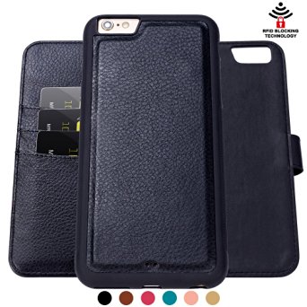 Iphone 6 Plus Case,Shanshui Rfid Protection Two in One Bible Pu Flip Case and Tpu pc Back Cover (Black 5.5'')