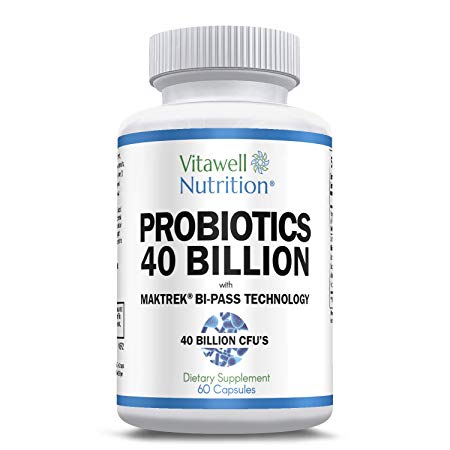 Vitawell Nutrition™ Probiotics 40 Billion with Martrek® Bi-Pass Technology, 60 Capsules
