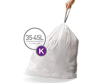 simplehuman Code K Custom Fit Liners, Tall Kitchen Drawstring Trash Bags, 35-45 Liter / 9-12 Gallon, 12 Refill Packs (240 Count)
