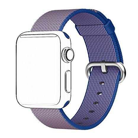Tentan Woven Nylon Strap Replacement Nylon Band for Apple Watch Band Series 3 Series 2 Series 1 All Versions (38mm Royal Blue)