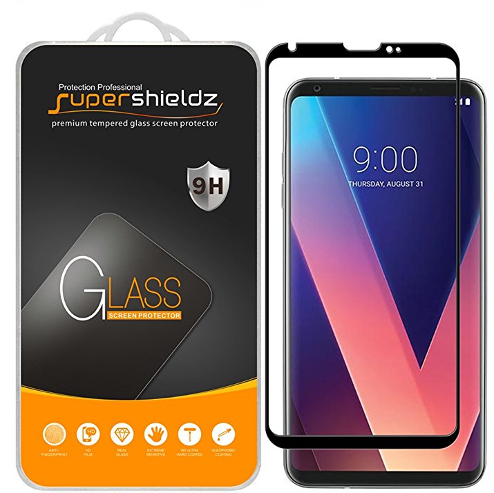 Supershieldz for LG V30 Plus / LG V30  Tempered Glass Screen Protector, [Full Screen Coverage][3D Curved Glass] Anti-Scratch, Bubble Free, Lifetime Replacement Warranty (Black)