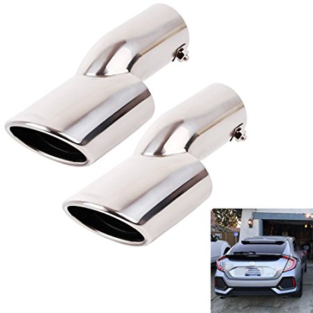 2Pcs Rear Exhaust Muffler End Tail Pipe Outlet Tips For Honda Civic 10th Gen 2016 2017