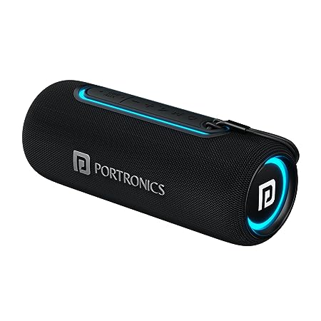 Portronics Resound 2 15W HD Sound Portable Wireless Bluetooth Speaker, in-Built Mic, RGB Lights, TWS Connectivity, Bluetooth v5.3, IPX5 Water Resistant, Type C Charging Port(Black)