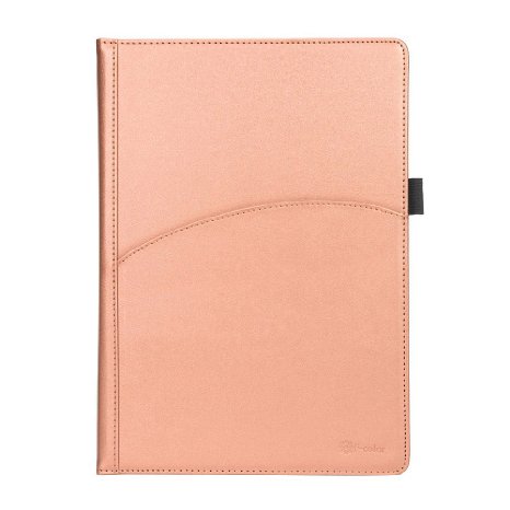 iPad Pro Case 9.7, F-color PU Leather Stand Folio Case Smart Cover for Apple iPad Pro 9.7 Inch 2016, Auto Wake / Sleep, Adjustable Viewing Angles, Document Card Pocket,Pen Holder,Rose Gold